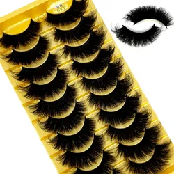 Pestañas postizas con efecto ojo de gato, extensión de pestañas, maquillaje, 6D, súper esponjoso y Wispy, 10 pares, nuevo