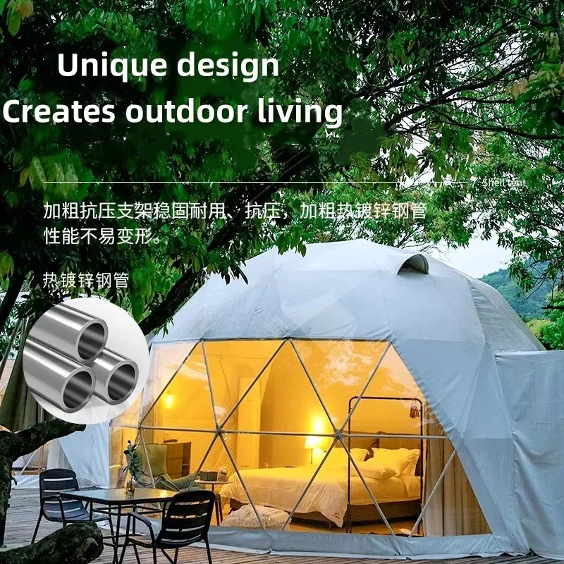 

2025 Custom Logo Modern PVC Geodesic Dome Double Door Four-season Tent With One Bedroom & Living Room For Camping Hotels Events