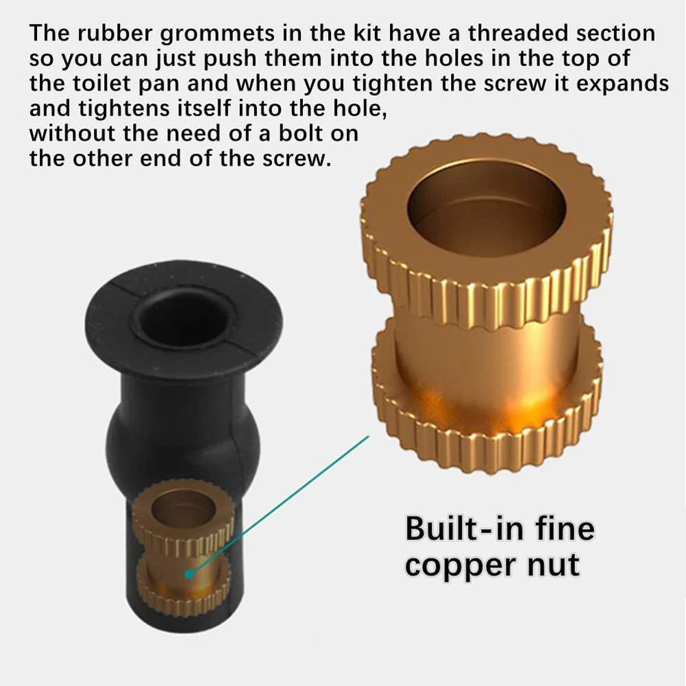 Bisagras de tornillos para asiento de inodoro, tapa Universal de goma expansible, tapa de tuerca, fijación de sartén, WC, agujero ciego, tapa de