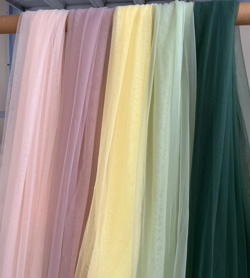 Tela de tul suave cifrada de color sólido, 40 colores, bricolaje, fondo de lugar de boda, telas de falda esponjosa de boda para coser