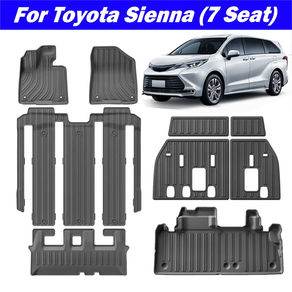 

Для 2021 2022 2023 2024 Toyota Sienna (только для 7-местного) Автомобильные коврики для грузового багажника Коврик для багажника TPE 3D Коврик для ног Черный левый руль
