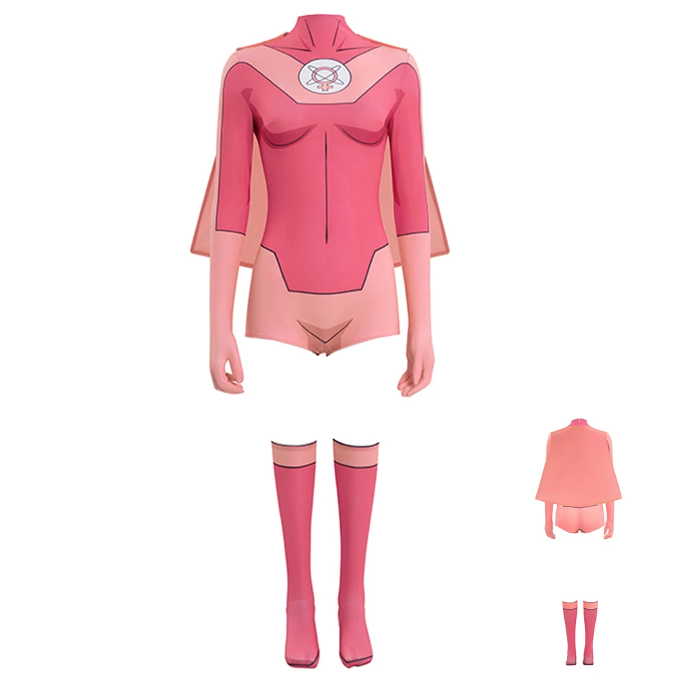 

Atom Eve Cosplay Costume Women Jumpsuit Cape Mark Grayson Halloween Party