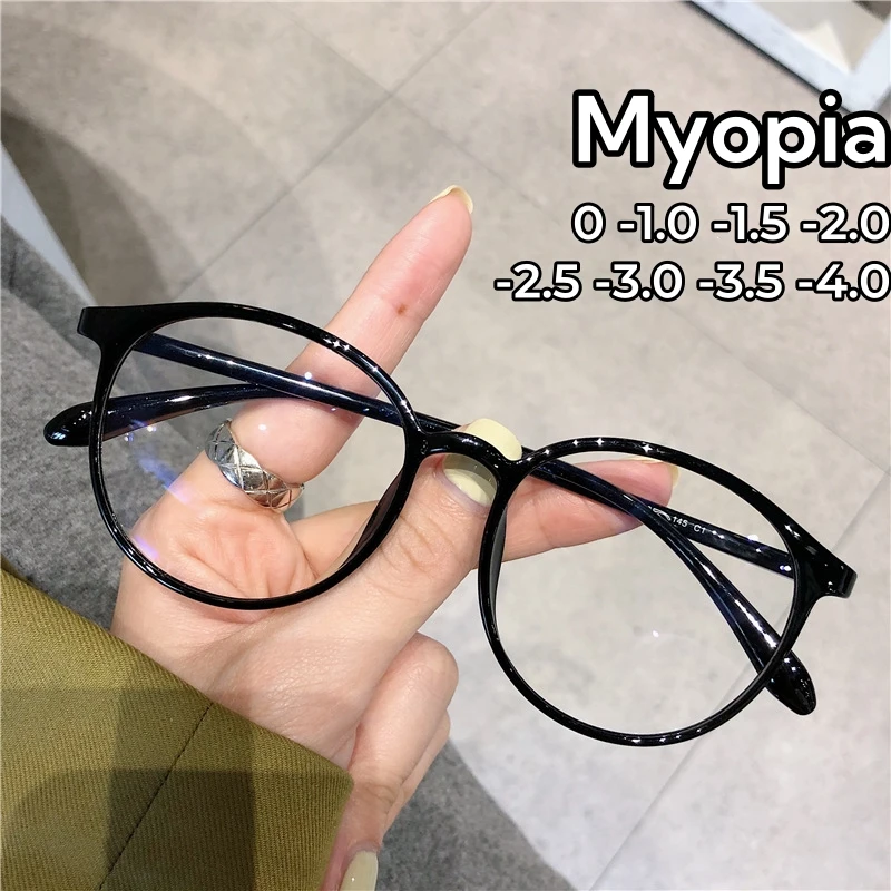 

2024 Personalized Transparent Nearsighted Eyewear Retro Small Oval TR90 Myopia Glasses Round Women Anti-blue Light Eyeglasses