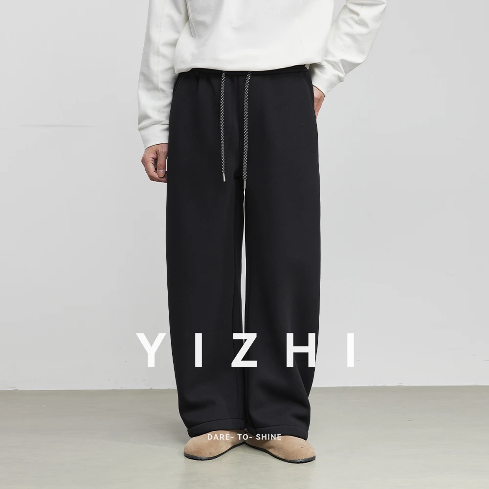 

Fashion Men's Thick Casual Pants 2025 Autumn Winter New Elastic Waist Solid Color Sports Loose Men's Sweatpants