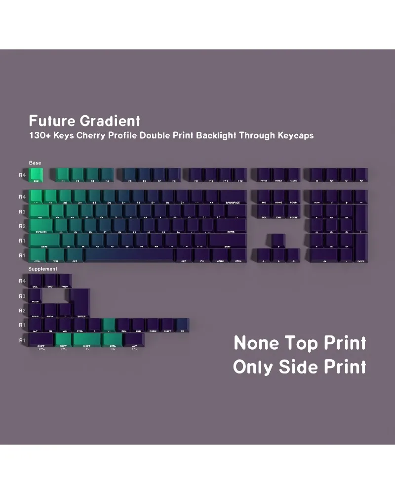 

Future double engraving light transmission Pbt original full set of keycaps Korean Russian small language green magnetic axis