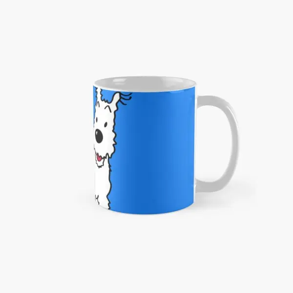 Snowy Dog Tin Tin Sticker Classic  Mug Cup Tea Printed Simple Image Handle Round Design Photo Gifts Picture Drinkware Coffee