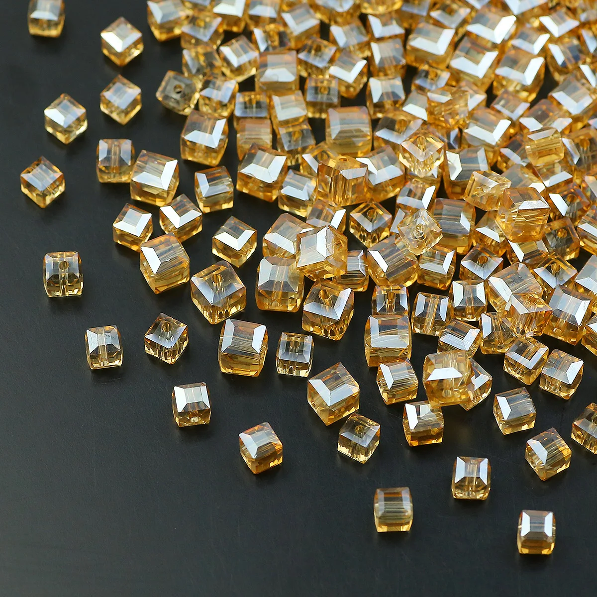 50-200pcs 2/3/4/6/7mm Golden Champagne Faceted Cube Austrian Crystal Square Loose Beads For Jewelry Making DIY Bracelet Necklace