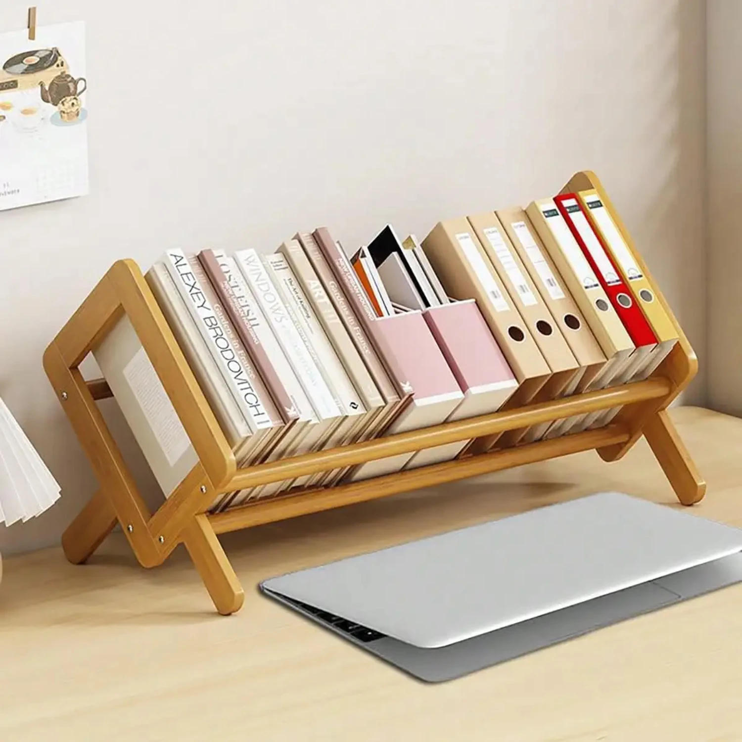 

Desktop Bookshelf Living Room Small Decoration Bamboo Decorative Shelf Desk Multi-shelf Bookcase Shelf40cm