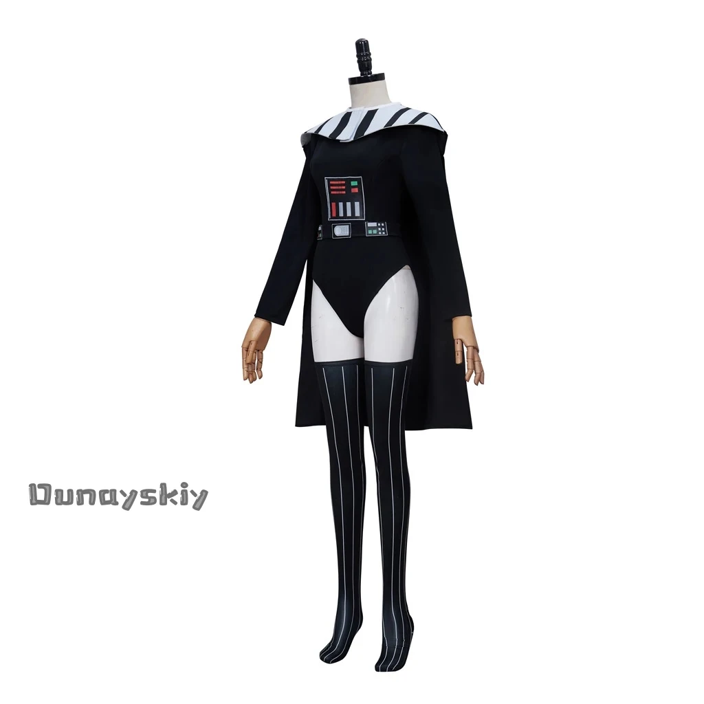 Darth Vader Cosplay Costume Sexy Women Jumpsuit  with Shawl Movie Anime Role-playing Zentai Suit Party Masquerade Tights s-3xl