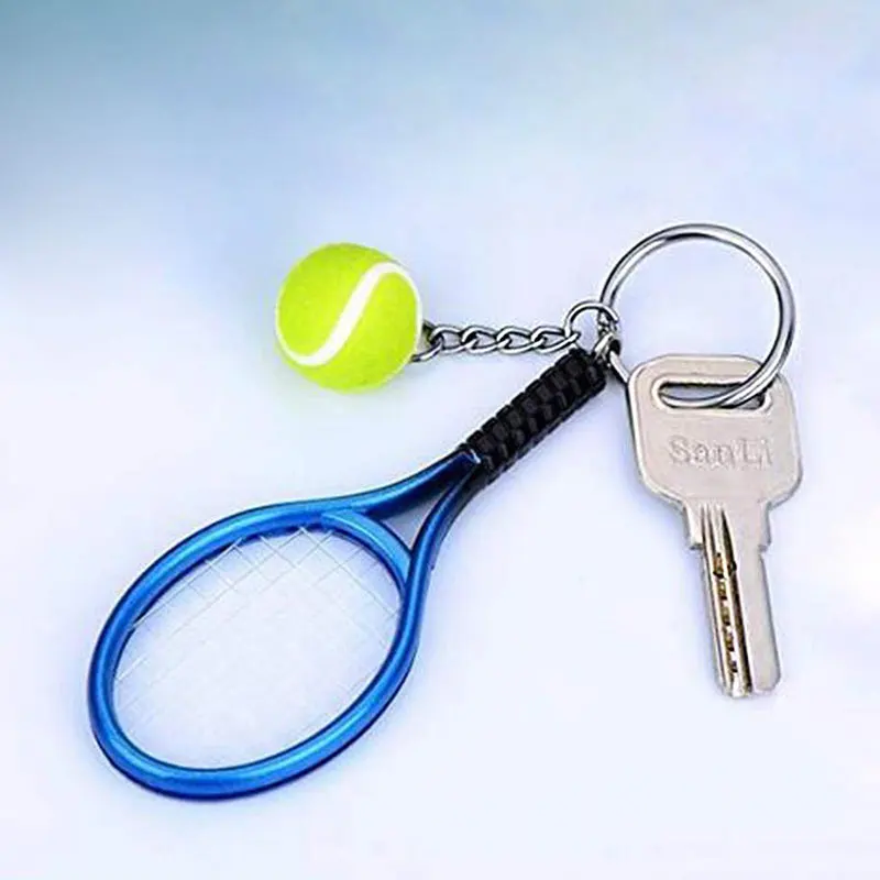 72Pcs Tennis Racket Keychain Key Ring Metal Tennis Ball Split Ring