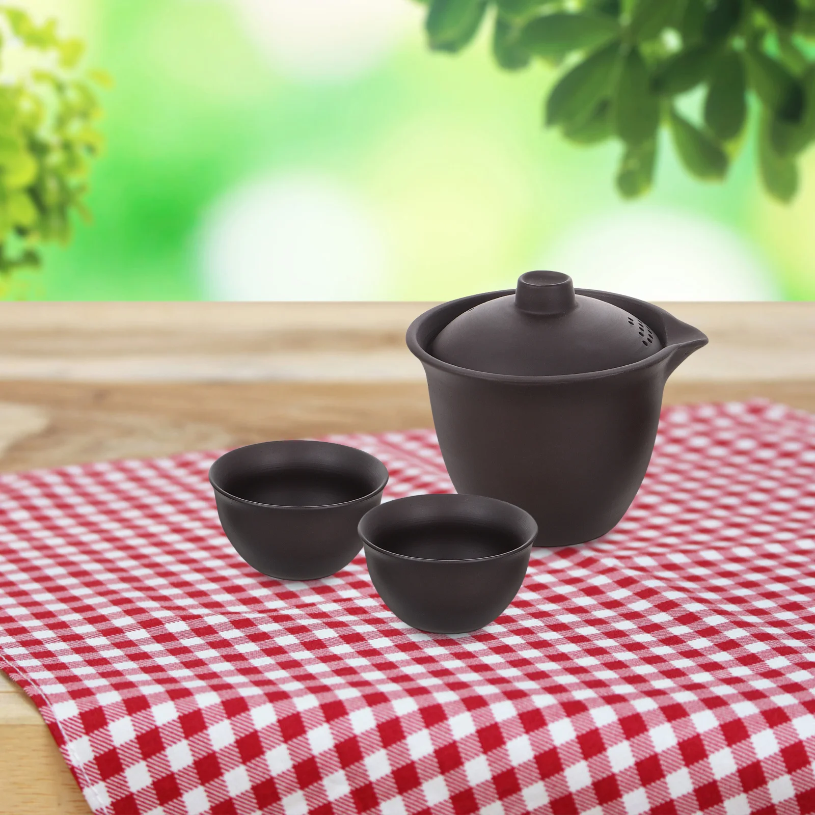 

1Set Mini Travel Tea Set Purple Sand Ceramic Teapot 1 Pot 3 Cups Portable Outdoor Gongfu Tea Purple Sand Pot Teapot Set