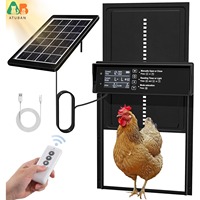 ATUBAN Solar Chicken Coop Door,Automatic Duck Door,Auto Poultry Door 4 Modes with Timer&Light Sensor,Anti-pinch&Alert,Waterproof