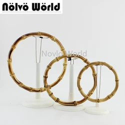 2-10-20PCS 12cm 15cm 18cm Customized Bamboo Bags Handles Accessories Bamboo Purse Handle Natural Bamboo Round Handle DIY Craft