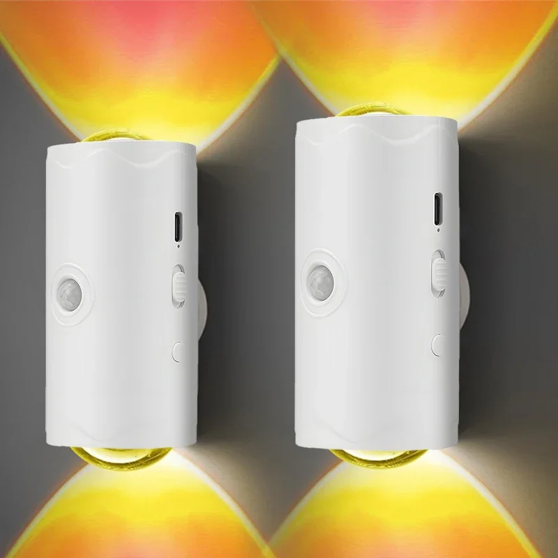 Luz noturna com sensor de movimento LED, luz noturna ativada por movimento, luzes de parede sem fio que mudam de 8 cores para quarto, quarto infantil