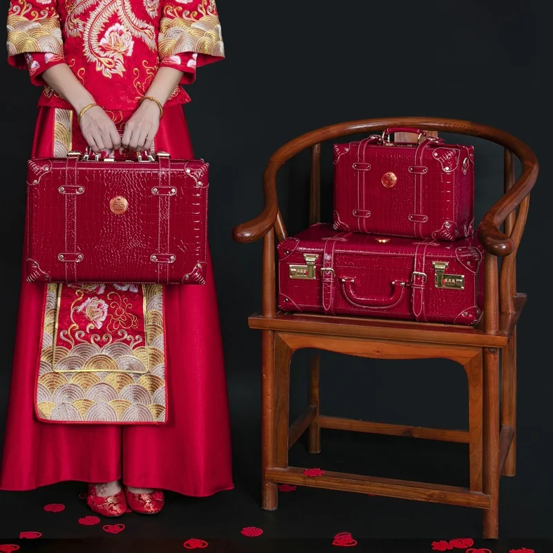 red-leather-trunk-bridal-trunk-engagement-gift-box-money-box-wedding-trunk-travel-suitcase-chinese-style-lock-closure-unisex