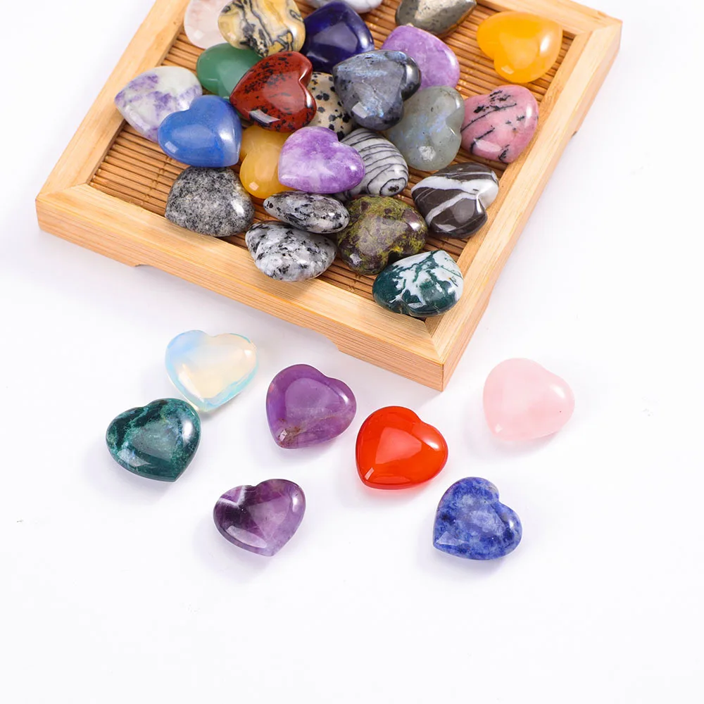 5Pcs/set  Mini Heart Shape Natural Stones 20mm Love Healing Gemstones for Handmade Jewelry Making Gifts