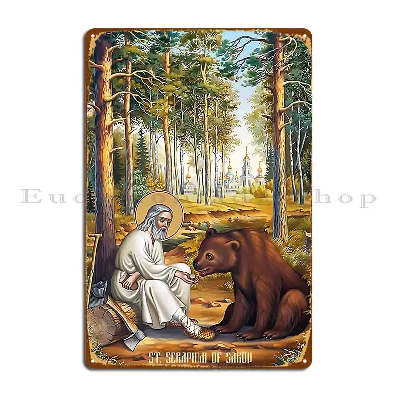 Saint Seraphim Of Sarov Christian Saint Christian Faith Gifts For Christians Metal Sign Customize Printing Cave Tin Sign Poster