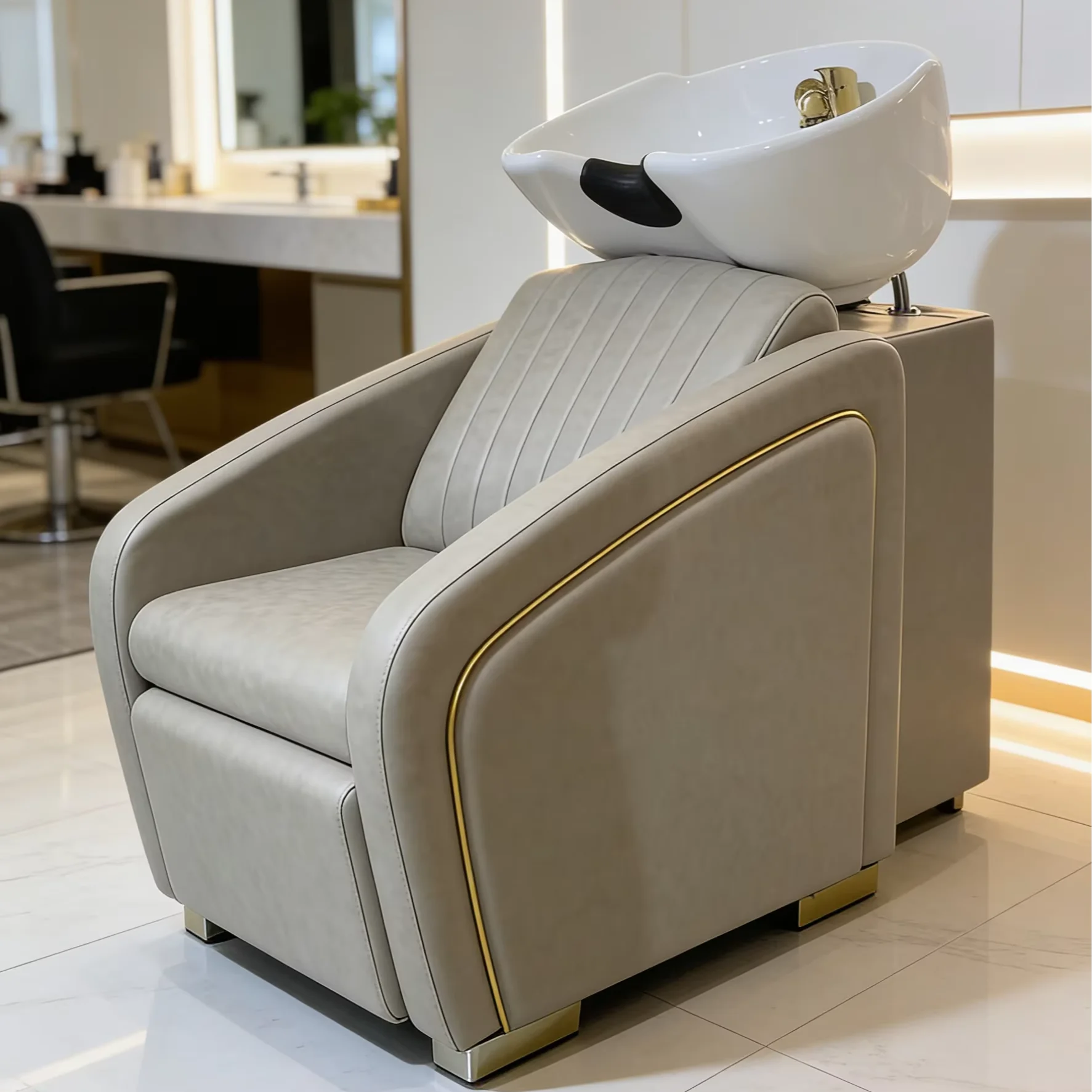 !@！@DM Luxury High Quality Cotton Massage Shampoo Chair & Bed with Ceramic Basin Customizable Color for Salon Shop