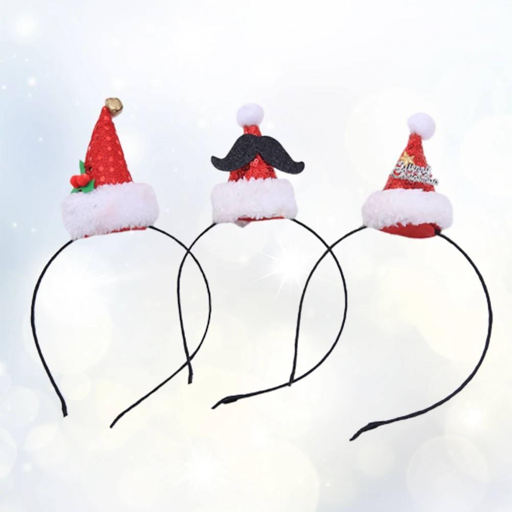 

3Pcs Christmas Hat Headband Kids Lightweight Comfortable Hair Accessories for Festival Party Christmas Hat Hair Hoop