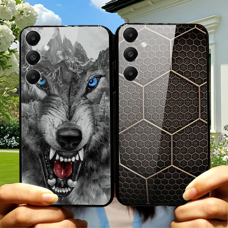 Animal Wolf Patterns Case For Samsung Galaxy A36 A16 5G Etui A 36 16 Luxury Phone Coque Tempered Glass Hard Back Cover Funda