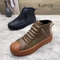 High Top Sneaker Men Designer Winter Plush Warm Snow Boot Fashion Casual Microfiber Leather Height Increased Flat Platform Shoes