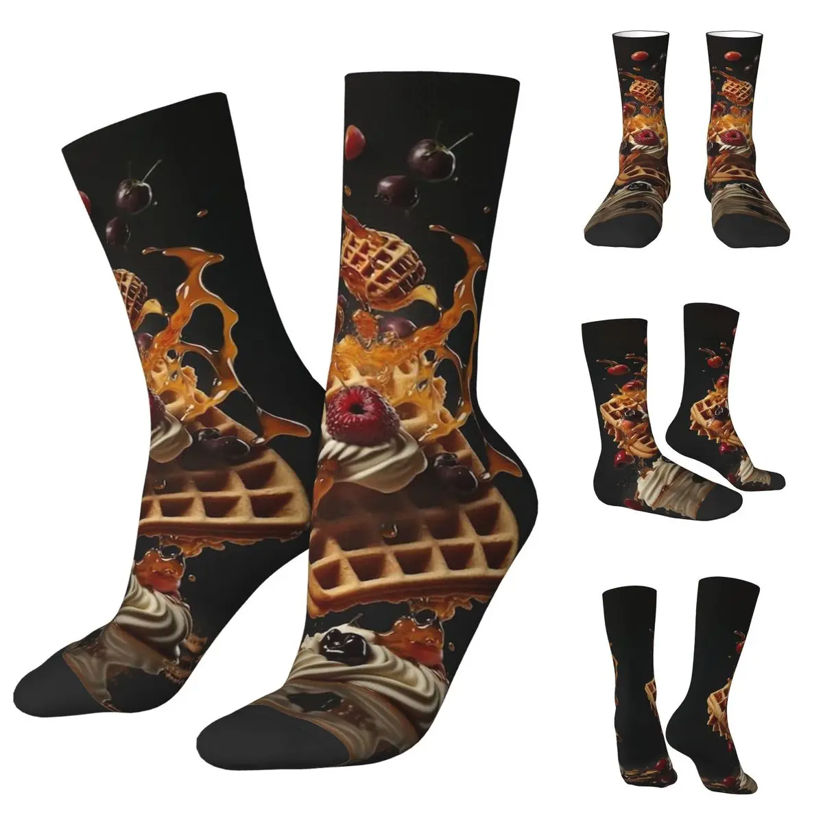 

Nutty Chocolate Ice Cream Waffle 3 Men and Women printing Socks,lovely Applicable throughout the year Dressing Gift