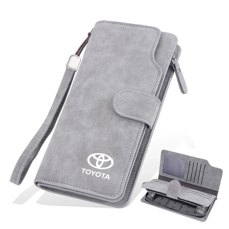 Длинный кошелек большой емкости, держатель для кредитных карт, водительские права, кошелек для Toyota Prado Yaris Verso Fortuner Supra Corolla с логотипом