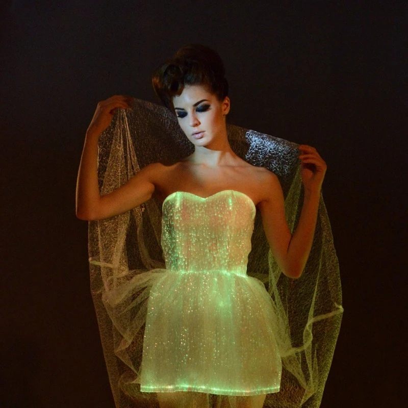 Luminous fiber optic dress performance costume props luminous luminous skirt