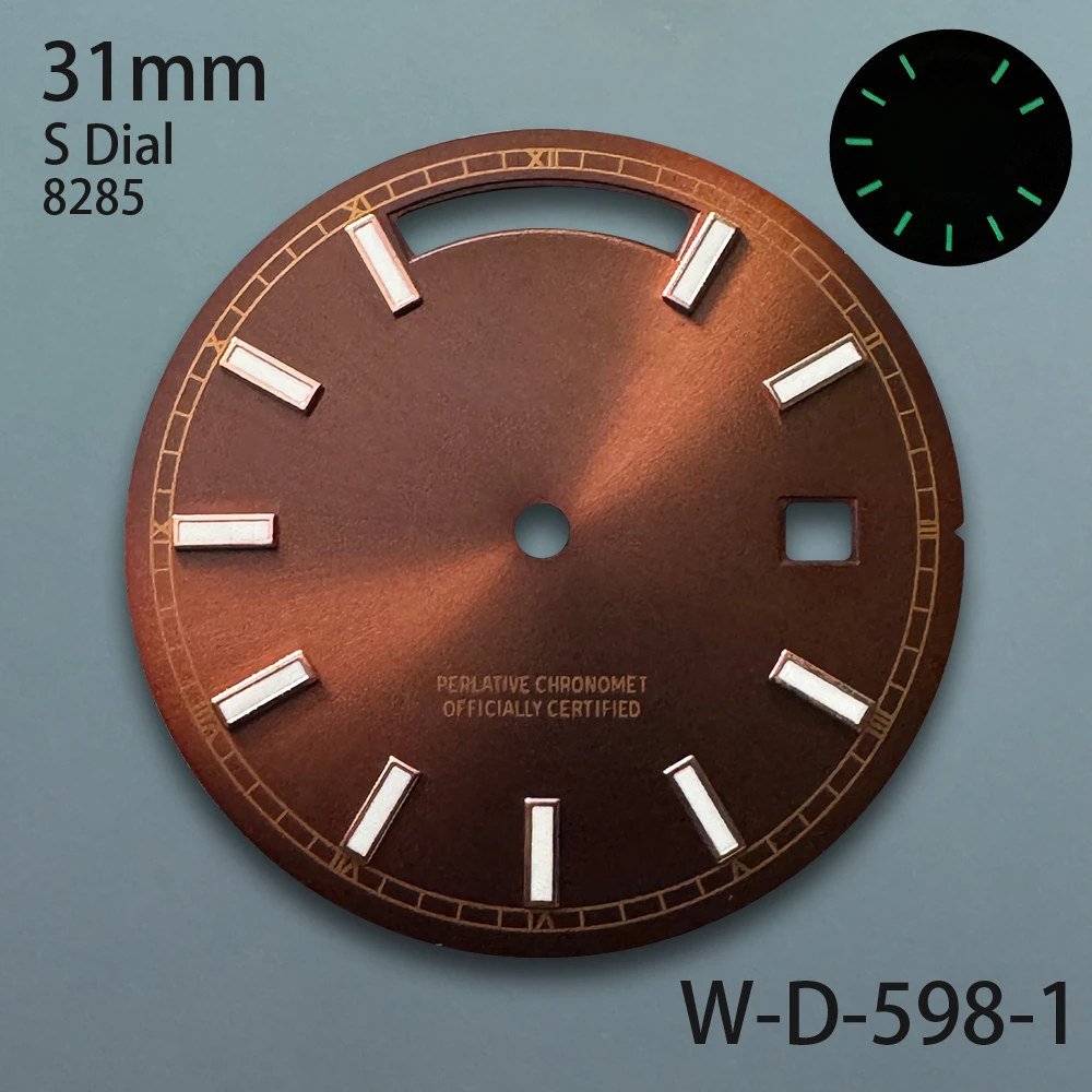 31 مللي متر S شعار اليوم والتاريخ الهاتفي مناسبة لحركة 8285 الأخضر مضيئة ساعة عالية الجودة تعديل الملحقات