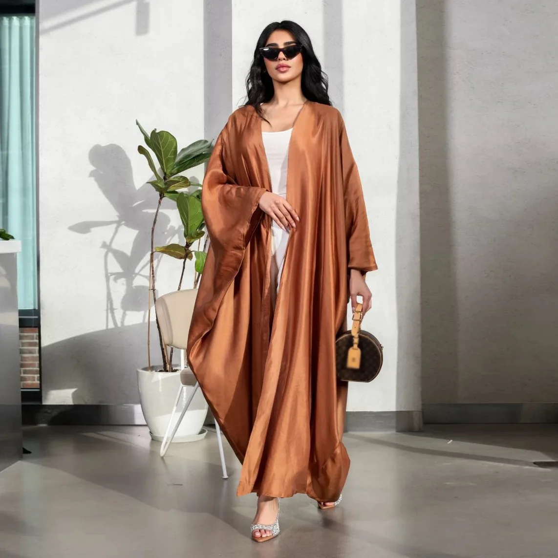 MQ137 Dubai solid color cardigan gown women's Türkiye ABAYA