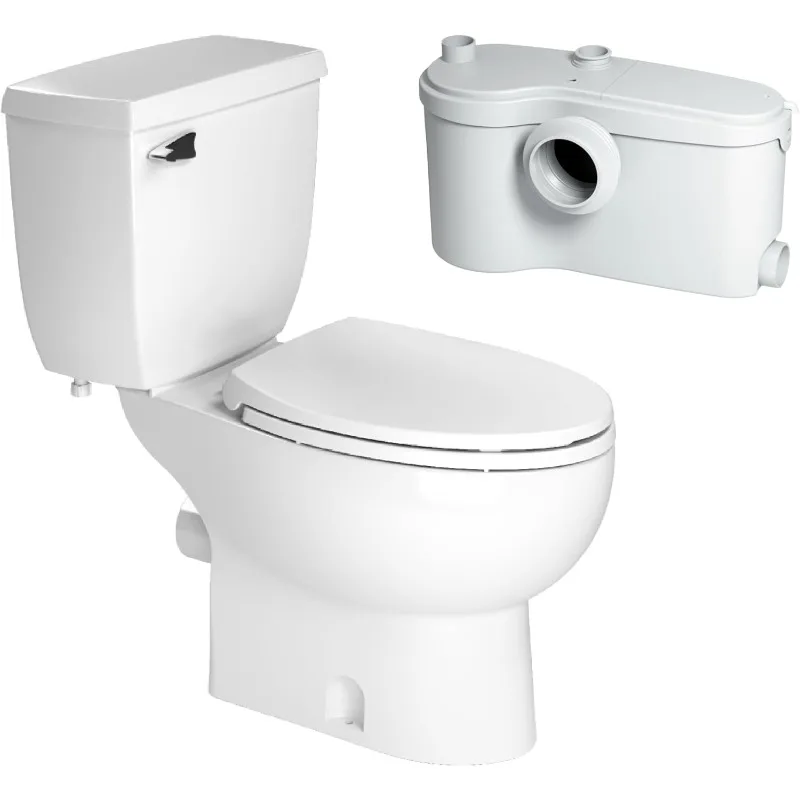 Sanibest Pro: Macerating Upflush Toilet Kit (with Elongated Bowl)