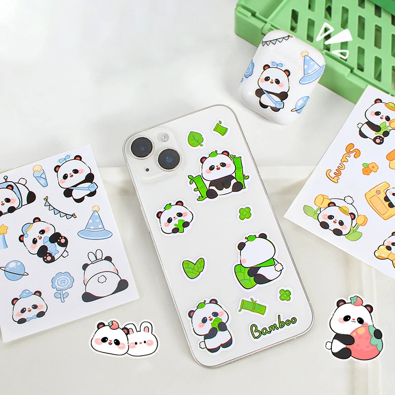 20 pezzi di cartoni animati simpatici adesivi impermeabili per tazze d'acqua panda adesivi trasparenti creativi per diario adesivi decorativi fai da te regali