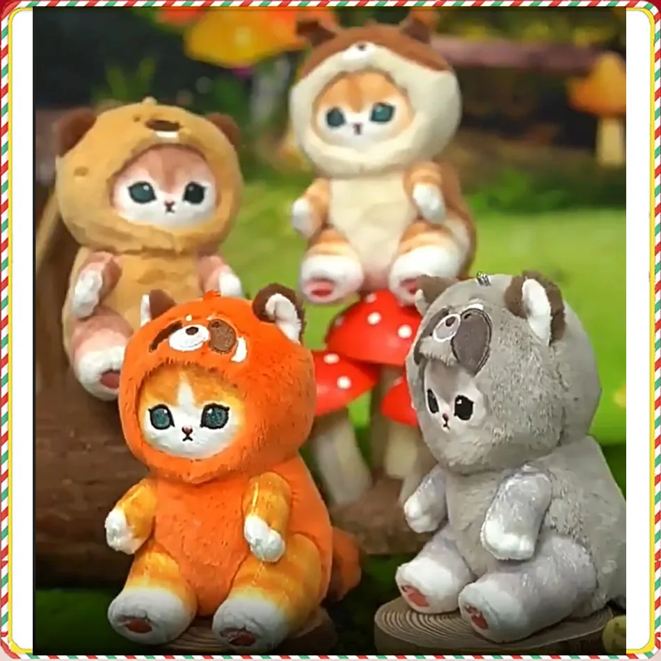 Kawaii المفاتيح قلادة الكرتون Mofusand القرش القط عبر خلع الملابس دمية على ظهره ديكور اللعب