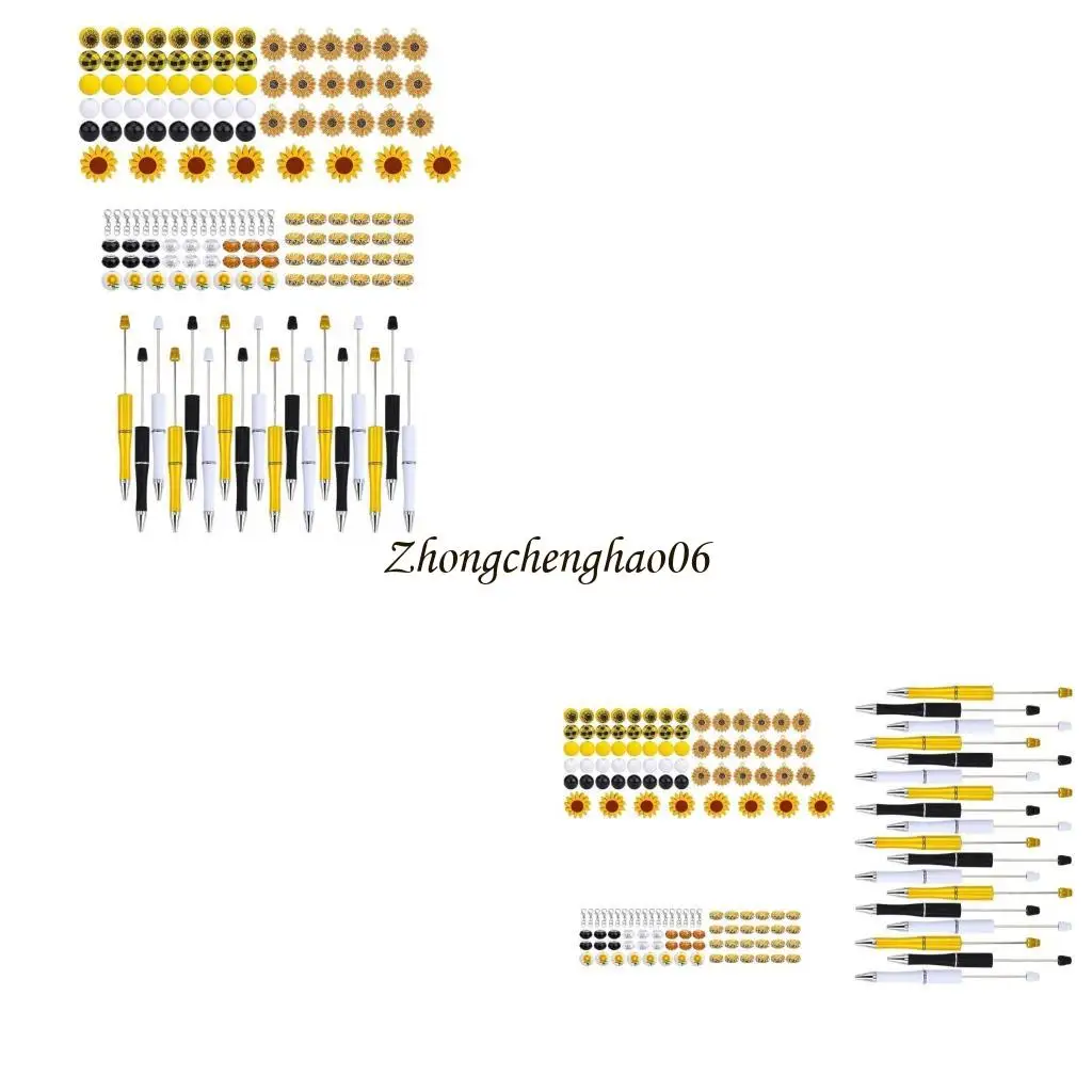 

152pcs DIY Beadable Bargpoint Pen с бусинами, цветочными подвесками, крючком для ключей 601f