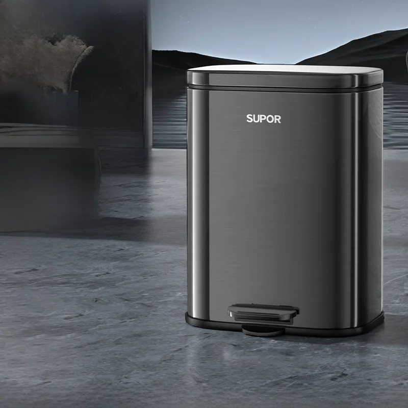 

Supor Stainless Steel Pedal Trash Can with Lid Kitchen Luxury Home High Aesthetic Value Kitchen Food Waste Trash Can Kitchen ...