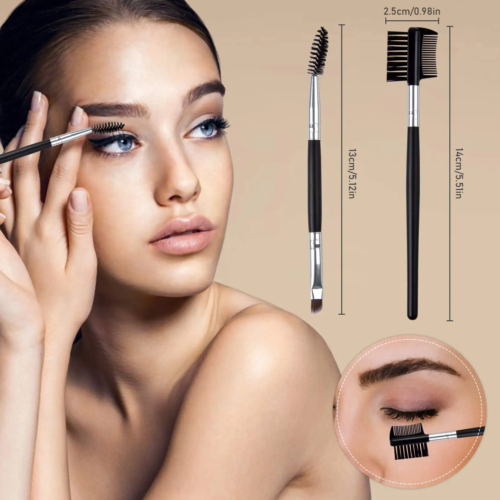 3/4 Uds peine para pestañas rizador de pestañas, cepillo para cejas peine herramienta separador de pestañas cepillo profesional para cejas de doble punta