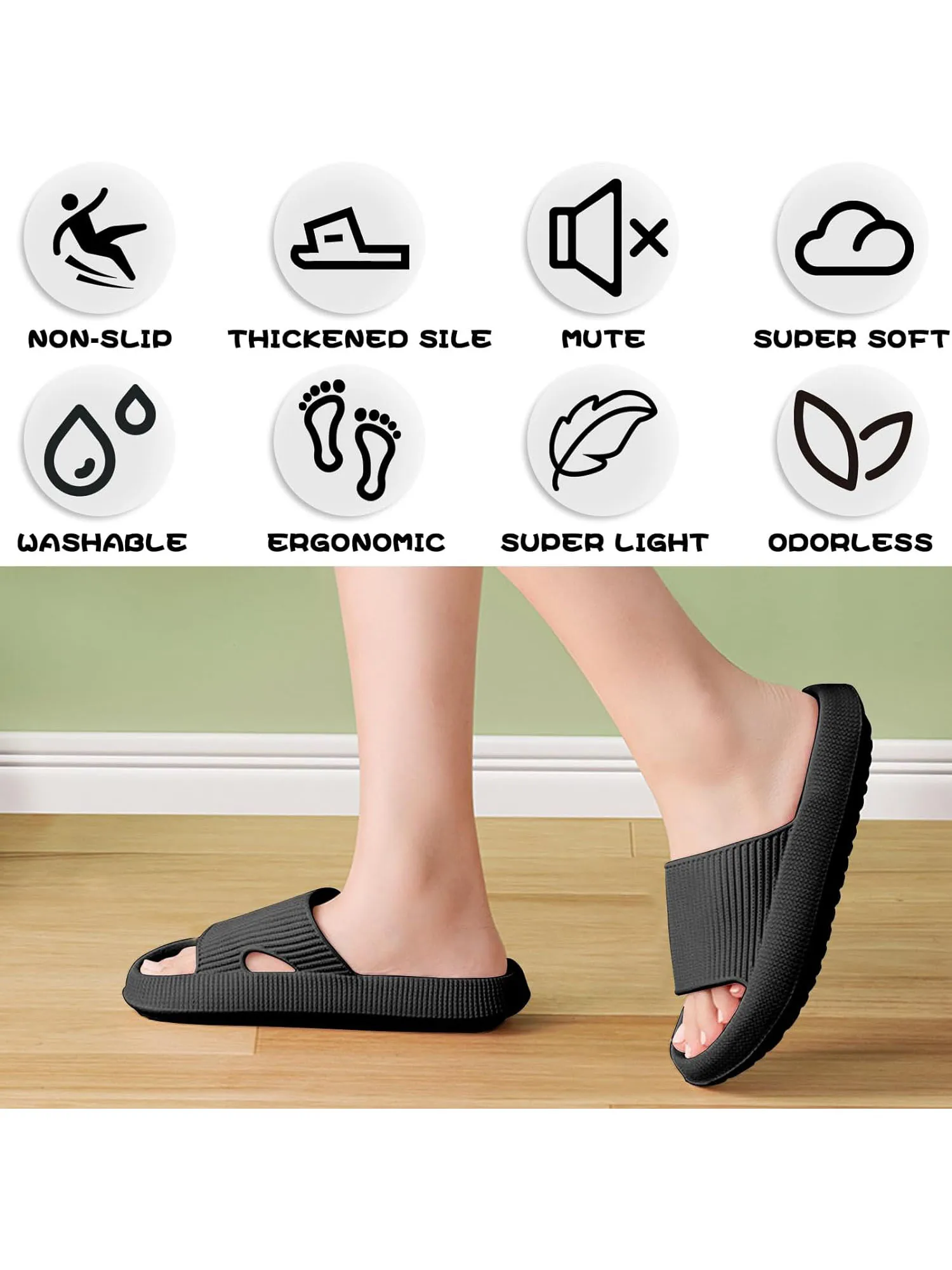 Sliders Cloud-Hausschuhe, rutschfeste Herren- und Damen-Hausschuhe, Cloud-Slider, weiche Flip-Flops mit dicker Sohle für Duschbadezimmer