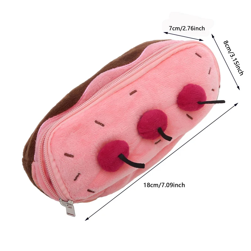 Borse portaoggetti per ufficio in peluche dolce Astuccio per matite con torta di ciliegio adorabile Astuccio per matite Materiale scolastico Astuccio per penne Scatola per cancelleria