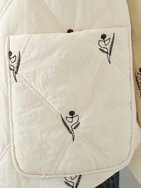 

Легкая вышитая хлопковая куртка с воротником-стойкой и цветочным дизайном, женская модная верхняя одежда, новое поступление, женская модная верхняя одежда