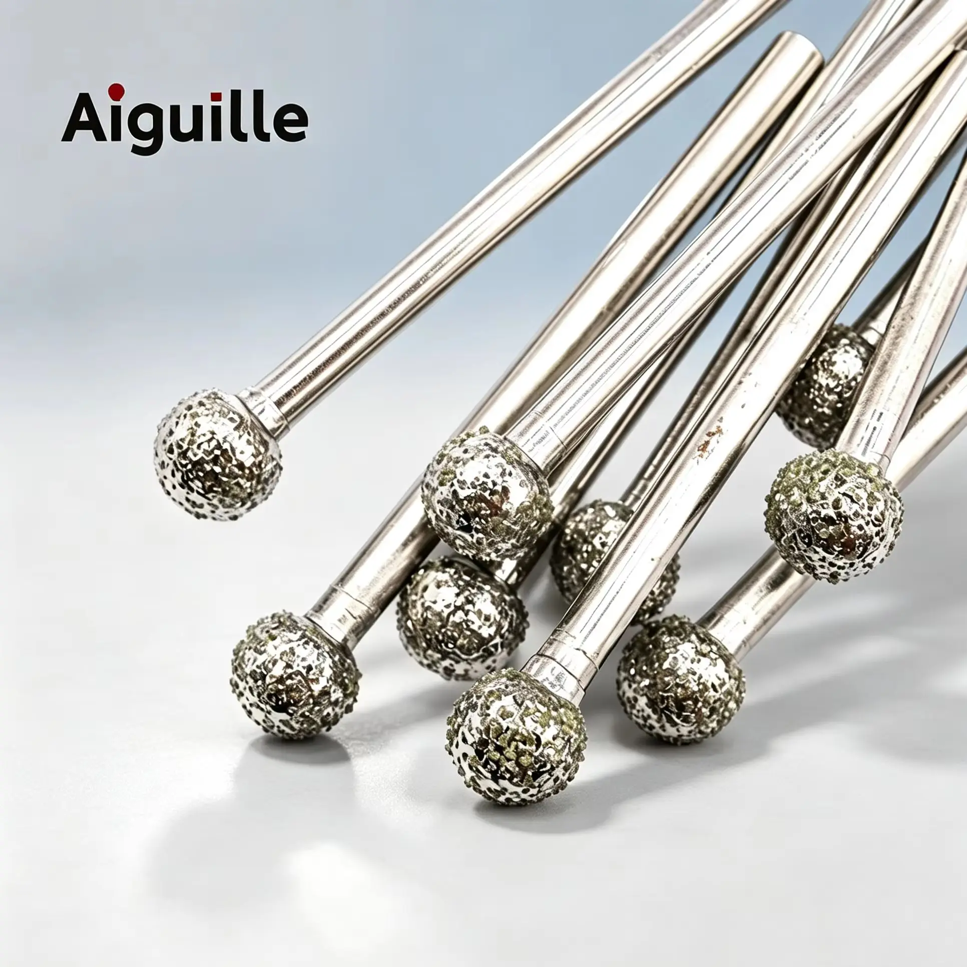 Aiguille 100pcs Ball-Shaped Diamond Grinding Heads 60# 3mm Shank for Jade Processing Polishing and Shaping