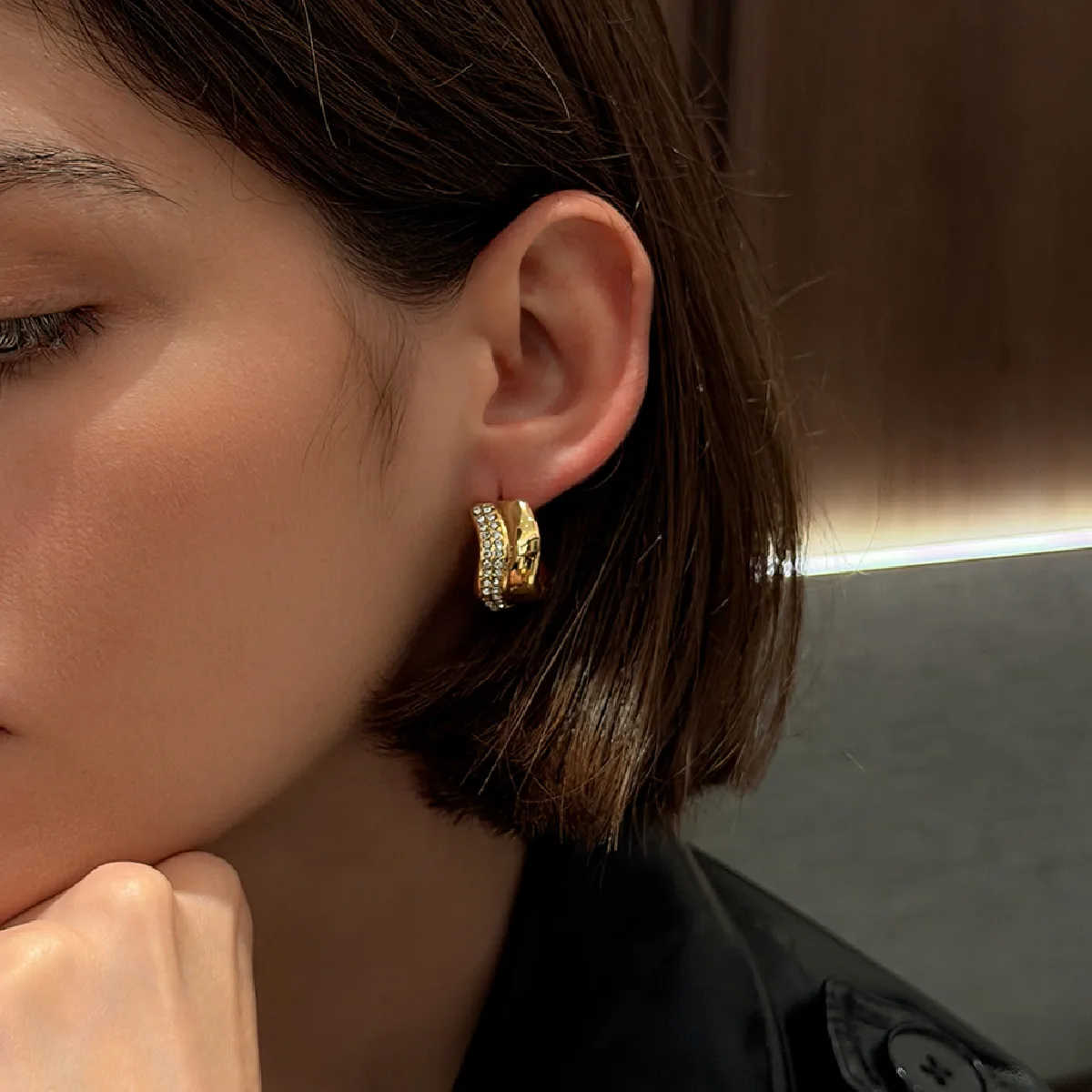 Stainless Steel luxury Exquisite Furnace Vacuum 18K Gold Plated Stud Earrings Women Fashion Party Earrings Jewelry Gift
