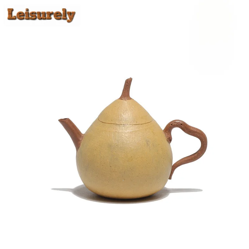 90ml Vintage Yixing Purple Clay Teapots Handmade Dwarf Pear Pot Raw Ore Downhill Mud Tea Brewing Kettle Zisha Tea Set Teaware