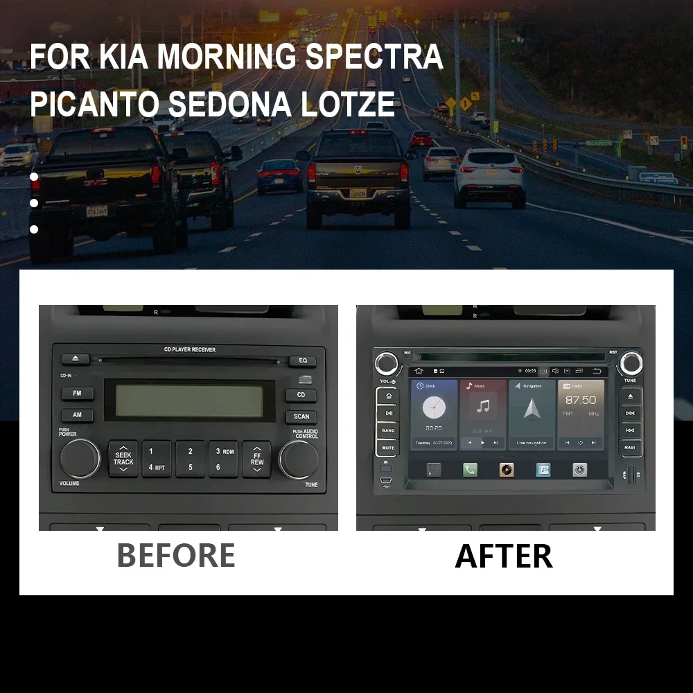 CHSTEK Car Radio Android12 For Kia MORNING SPECTRA PICANTO SEDONA LOTZE Qualcomm Bluetooth DVD CarPlay WIFI 4G GPS DSP Autoradio