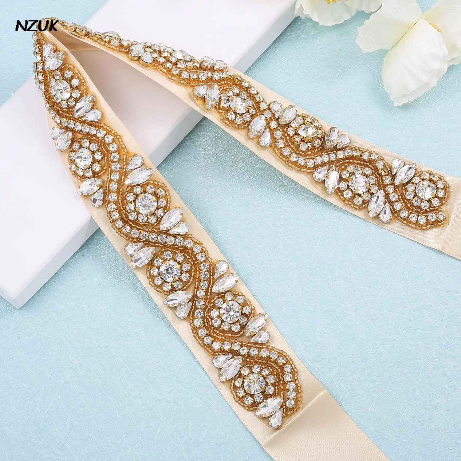 Nzuk ouro diamante cinto de noiva strass cinto de casamento cinto de novia vestido de casamento de luxo para festa de formatura vestido acessórios