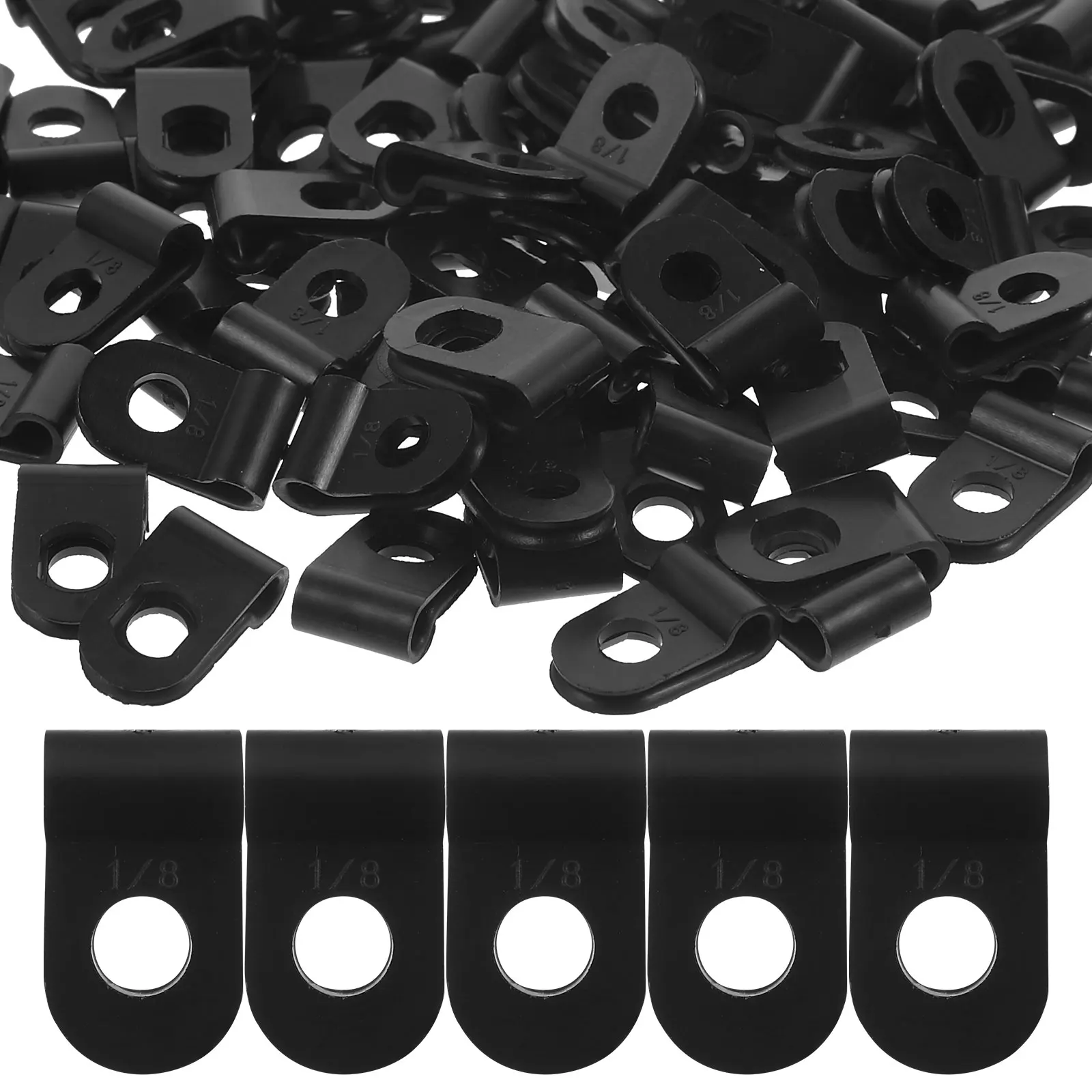 

100pcs Nylon R Type Cable Clamp Organizer Wire Management 21 25mm White Rope Light Clips Mounting Clamps Cord Fastener Wire