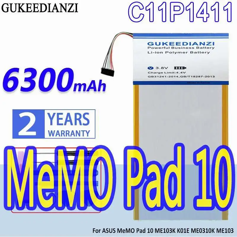 

Надежная замена 6300 мАч для планшета Asus Memo Pad 10 ME103K K01E ME0310K ME103, аккумулятор C11P1411