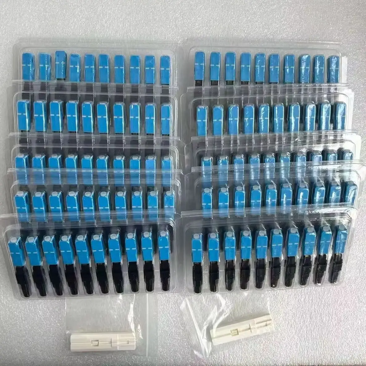 SC UPC Fiber Optic Fast Connector Blue Single Mode FTTH Cold Quick Connector for Drop Cable Field Assembly Low Insertion Loss