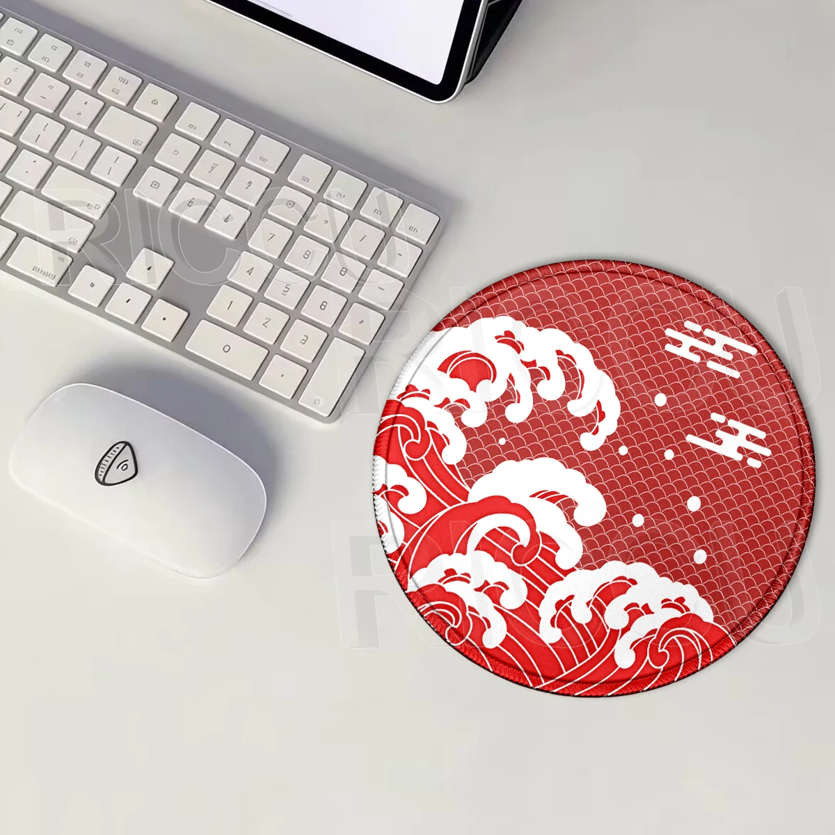 Small Great Wave Series Gaming Control Xs Mouse Pad Round Portable Laptop Non-slip Deskmat Office Gamer Rubber Cloud Mouse Mat