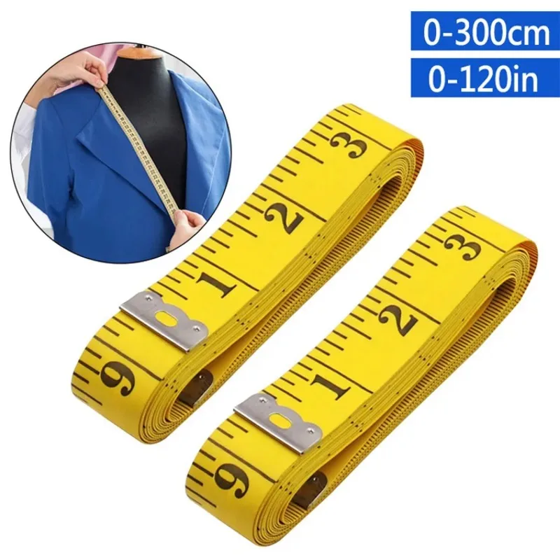 Yellow 3m Soft Tape Measure PVC Fiber Sewing Tailor Measuring Ruler Convenient 120 Inch Height Measuring Tool for Home & Fabric