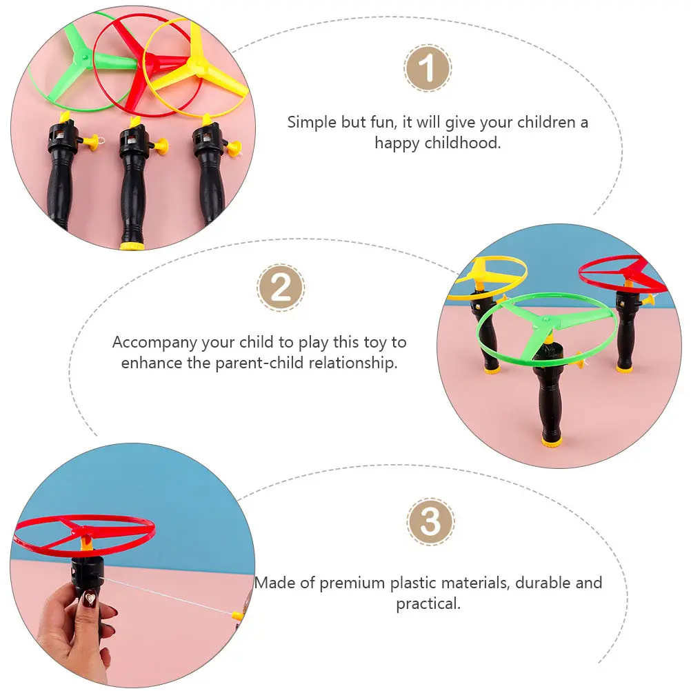 10Pcs Pull String Flying Saucer Smooth Surface Kids Outdoor Flying Disc Plaything Fun Healthy Child Activity Child Outdoor Toy